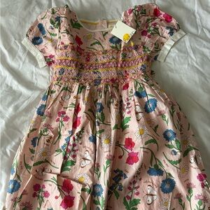 Mini Boden Pink Floral & Butterfly Smocked Dress size 7-8.